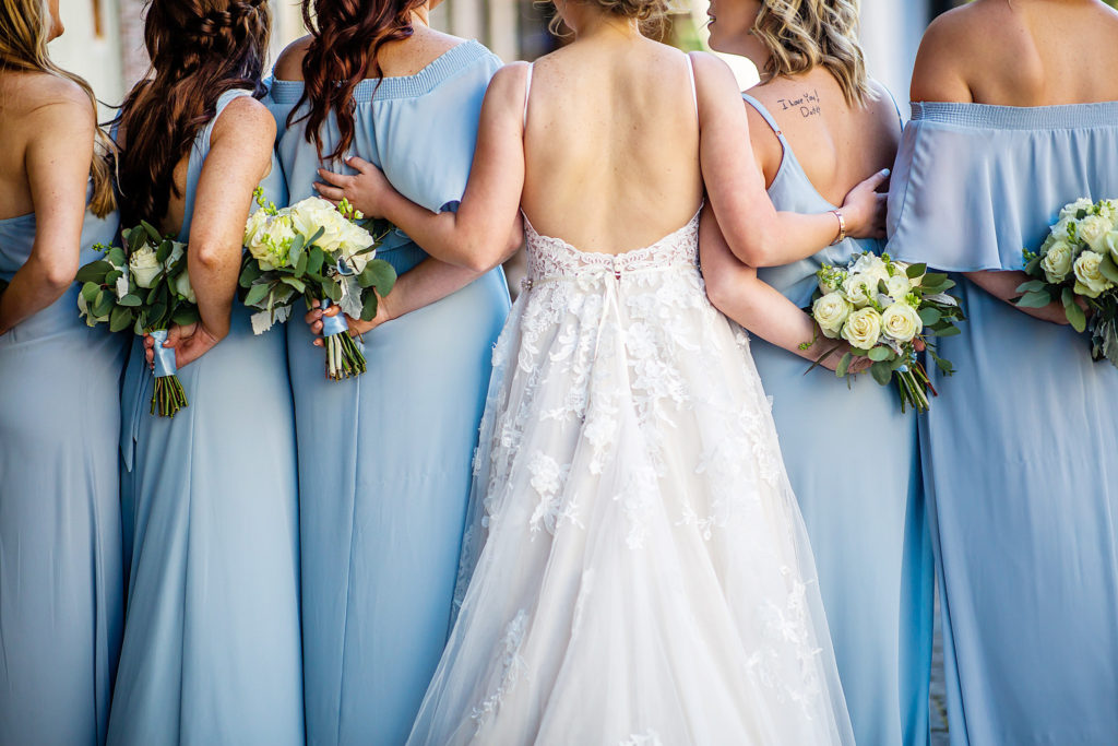 Power blue bridesmaid dresses