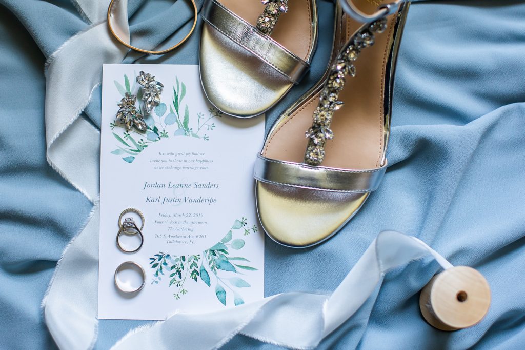 Power blue lay flat with wedding invitation suite